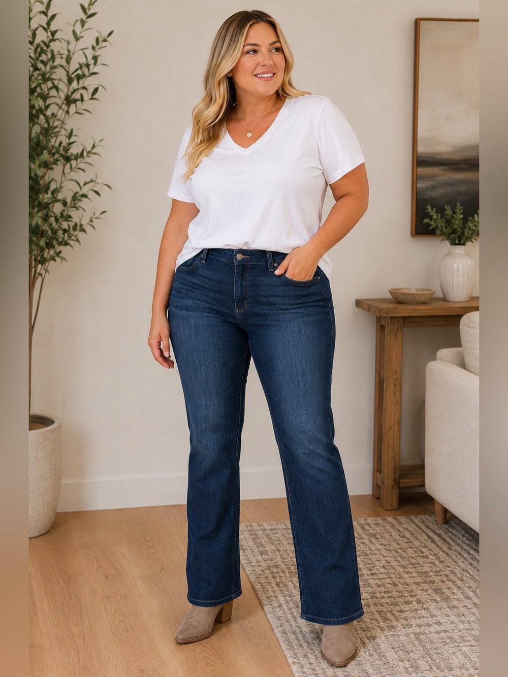 PAIGE Women's Straight Leg Dark Blue Jeans